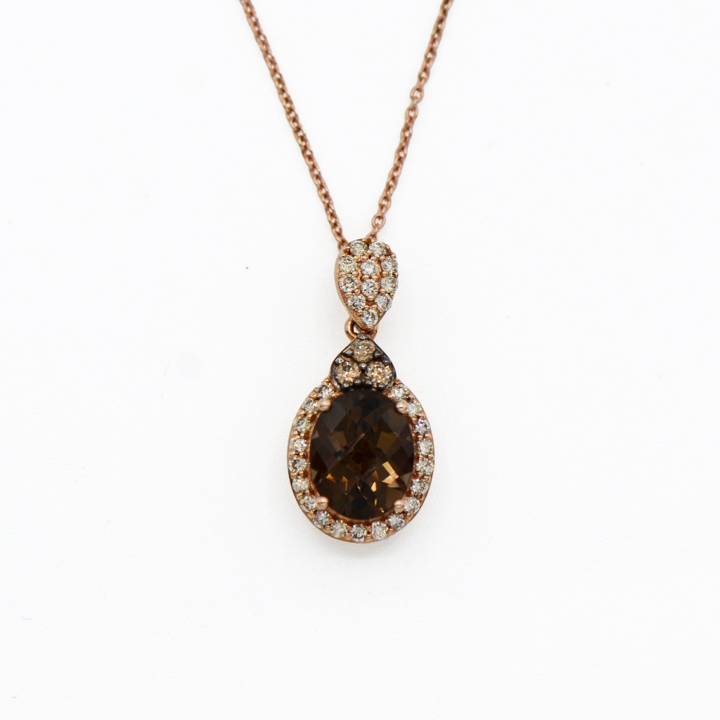 Le Vian Chocolate Quartz Halo Necklace